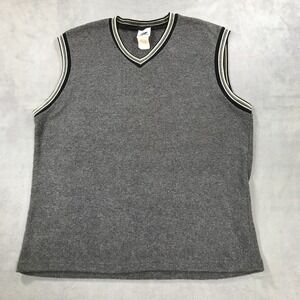Vintage Wooden Dog Sweater Vest Mens L Grey Fleece 90s Y2K Skate Surf USA Made